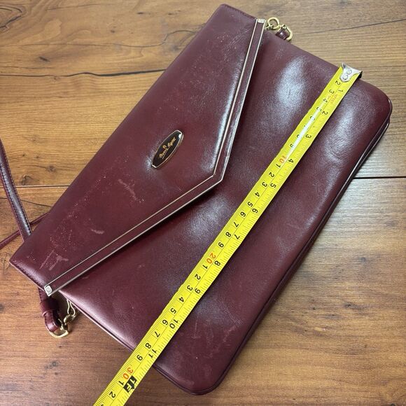 Vintage Etienne Aigner Burgundy Oxblood Leather Classic Clutch Shoulder Bag - Picture 14 of 16